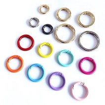 메탈 스프링 오픈형 오링 원형 스트랩버클 열쇠고리, (C78-13)검정x외경2.35cm