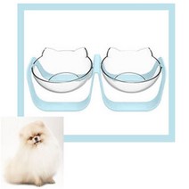 강아지 고양이 각도조절 식기 민트 2구 개식탁 스텐