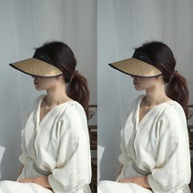 애지중지상점 린넨 여름 썬캡 2개 여성 리프 밀짚 필름 모자 자외선 햇빛 차단 창모자 H2002_01