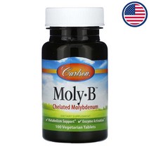 칼슨랩스 몰리B 몰리브덴 500mcg 메타볼리즘서포트 마그네슘스테아레이트 100식물성캡슐, 1개, 100개