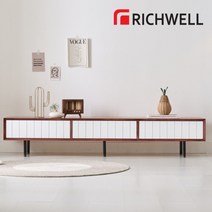 리치웰 고무나무 원목 하이그로시 루바 거실장 1800 서랍형 레드브라운, 1800거실장