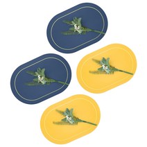 모어코지 코테 양면 테이블매트 4p 세트, 네이비 + 옐로우