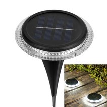 LED 태양광 바닥등 2P 백색 원형 외부조명등 옥외등 옥상꾸미기