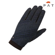 PAT 손등 체크 모직 양피 장갑