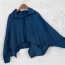 여성 비비드 린넨 카라 언발 라운딩 크롭 셔츠