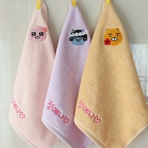 이름인쇄 어린이집_유치원_주방 고리수건 5매 모음, 1개, 01카카오프렌즈해피=라이언(오렌지)