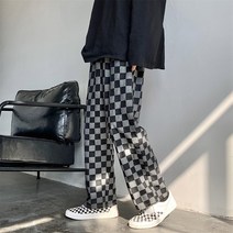 모노포스 체커보드 와이드 데님 팬츠 MJ671