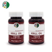 케이씨아이코리아 크릴오일 캡슐 오메가3 액상 혈행 기억력 눈건강 남극새우, 2병, 500mg