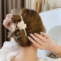 똥머리 긴머리 단발 숱많은 반묶음 당고 대왕집게핀 올림 왕집게 헤어삔 대형 진주 숱없는