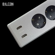 빌콘 가구 매입 매립형 USB HDMI 빌트인 콘센트 컴퓨터 책상 사무실 멀티탭, 케이블 타이, B_픽스 HDMI 2구/다크그레이_BBF522