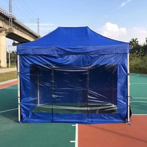 조립식포장마차 천막 축제 주점 바람막이 부스 2m, 캐노피 2x2/ 4면 투명 천