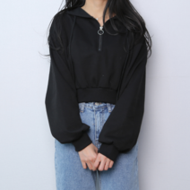 파라노말샵 무지 반집업 크롭 후드티(파라노말샵)