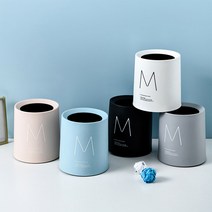 탁상용 미니 원형 휴지통 1.5L, M 영문로고, 그레이