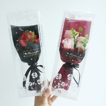 장미꽃 세송이 시들지않는 비누장미꽃 꽃다발 조화 로즈데이, 핑크