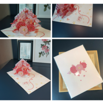 WONKING 3D 입체 카네이션 어버이날 스승의날 카드 팝업카드 update, 3.카네이션 가든(대)-핑크 로즈 향기, 1개