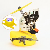 스트로브 라이트와 패션 옐로우 오리 자동차 오토바이 자전거 장식품 레벨 3 헬멧 PUBG 골든 건 무장 오리 사이클링 장식, 하나, Yellow 04