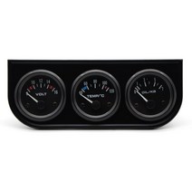 수온 오일 압력 볼트 게이지 52mm 3 in 1 트리플 키트 블랙크롬 베젤 블랙화이트 페이스 온도압력 센서 포, 02 Black and Black