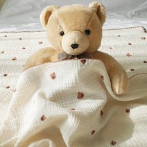 미니치즈샵 100%국내산 프리미엄 순면 원단 공장직영(제작) 3중 거즈블랭킷, 02.무지_ _아이보리, m_ _(휘몰이자수)