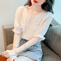 23 블라우스 트렌디한 기질 블라우스 여하 2022 여름 루즈핏 여성 셔츠 샤방