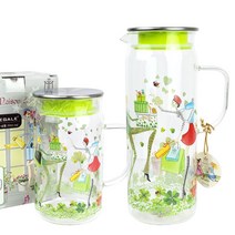 로소리갈 글라스 저그 (유리물병 스텐뚜껑 냉장고 물통 유리저그), 대1300mL
