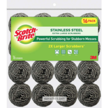 Scotch-Brite 2X Larger Stainless Steel Scrubbers 스카치브라이트 2배 더 큰 스테인리스 스틸 스크러버 철수세미 16개입 1팩, 2팩(32개입)