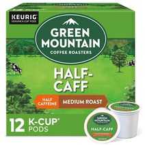 Green Mountain Coffee 하프 카페인 큐리그 K-컵 커피 12개입 340113, medium roast coffee_12 Count (