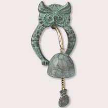 리빙아이 국내산 황동주물 문종 현관문종 자석종 풍경종 소 코뚜레 도어벨, 황동주물 부엉이 문종(엔틱)