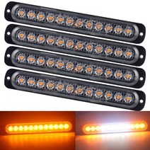 차량용 경광등 싸이키 4x12 LED 울트라 얇은 스트로브 라이트 자동차 바이크 오토바이 트럭 사이드 비상 경고 깜박이 램프 트레일러 경찰 성 노출증, [07] Red-White-Red, 1개