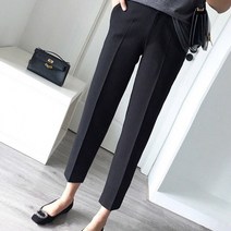 다온샵여성 일자핏 슬랙스 구김안가는 소재 알맞은 기장 뒷밴딩 데일리 팬츠 편한바지 밴딩바지