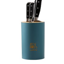 월드유한 모던 스타일 물빠짐 원목 원형 칼꽂이 가위 식도 칼수납 칼블럭 칼집 칼보관함, 우드칼집-원형(딥블루)