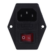 적색 광 농축기 스위치 IEC 320 C 14 아울렛 AC 250 V 10 A, 하나, 블랙 & 레드