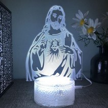 예수 3d led 램프 침실 야간 조명 액션 기독교 그림 아바타 성경 축복 처녀 방 장식 선물 루스, 04+Crack base 16colours