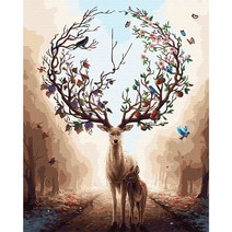 꿈에서 본 꽃사슴 (캔버스) 명화그리기 40x50, 단품