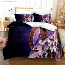 디즈니 어벤져스 캡틴아메리카 슈퍼 영웅 침구 세트 3D 인쇄 200x200cm 이불 커버 필로우 케이스 홈 섬유, EU-Single(140x200cm), HJM-14