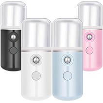 Mudder 4피스 나노 페이셜 미스터 핸디 미스트 스프레이 30ml 비주얼 워터 탱크 휴대용 페이스 스티머 미니 USB 속눈썹 익스텐션 스킨 케어 메이크업용 (화이트 라이트, White Blue