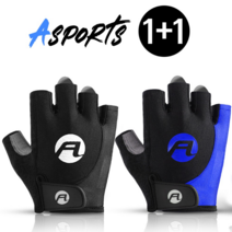 듀웨이 ASPORTS 자전거 반장갑 1+1, 레드(XL), 블루(L)