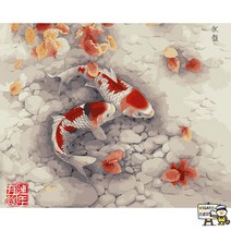 비가토 유화그리기세트 40X50 수면어 구어도 붕어 명화그리기 쉬운그림 따라 아크릴화 선물 집콕 색칠 액자 하기 놀이, 40cmx50CM, diy, G324년 여 - 추운