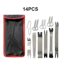 자동차 오디오 수리도구 트림 제거 클립 펜치 도구 키트 스테인레스 스틸 금속 분해 대시 보드 도어 패널 라디오 패스너 세트, [04] Red Set PRO