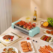 소시지 그릴 미니 전기 불판 1인 캠핑 꼬치구이 화로, 3-5인용 그릴+후라이팬