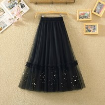 노유 여성 레이스 봄 가을 미디 스커트 PAA