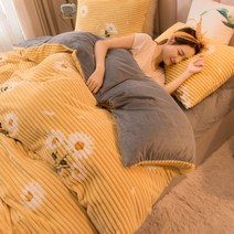 이불커버 킹사이즈침대 커버 벨벳 솔리드 가정용 두꺼운, 220x240 3p, K