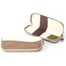 일본직발송 3. VARCOREALWOOD ZIP PEN CASE 펜 케이스 남성 여성 가죽 천연 나무 나무 가죽 일본제 아이보, One Size, 아이보리