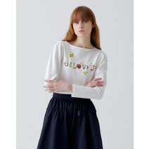 22FW 화이트 면 그래픽 퍼프 긴팔 티셔츠 HSTS2C801WT