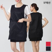 생활방수 양쪽찍찍이 원피스 앞치마 청소 분리수거 재활용 유니폼, 빨강(sfae08)