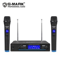 방송용 녹음용 마이크 무선 g-mark g210v 2 채널 vhf 파티 가라오케 교회 쇼 회의를위한 전문 핸드 헬드, 미국 플러그, 중국