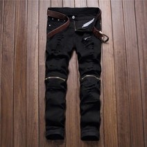 남자블랙진 연청바지 중청바지 뉴 패션 남성 찢어진 바이커 청바지 100 코튼 레드 블랙 화이트 슬림 피트 오토바이 스키니 홀 데님 조깅 바지