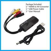 PzzPss HDMI To RCA 케이블 1080P HD 비디오 Audio 컨버터 Male AV 컴포넌트 컨버터 TV VHS VCR DVD 레코더 용, 01 HDMI to AV