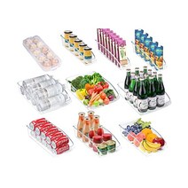투명 냉장고 정리함 통 10팩 냉장고 및 계란 홀더가 있는 보관함 냉동고 캐비닛 식료품 저장실 정리함용 계란 과일 캔 음료