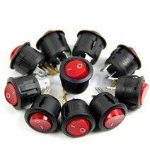 자동차 자동 라운드 버튼 도트 보트 로커 스위치 AC 6A / 250V 붉은 빛 ON-OFF SPST, 검은색