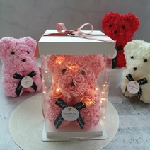 인스피아 플라워베어 퍼플 곰돌이 선물셋트 (곰돌이 투명보관케이스 쇼핑백 프리저브드엽서), 핑크